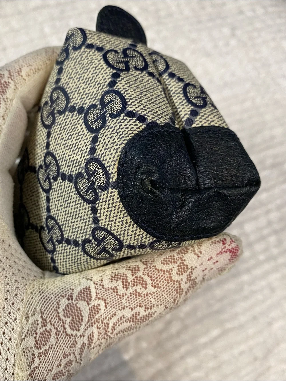 Vintage Gucci navy GG monogram canvas mini pouch